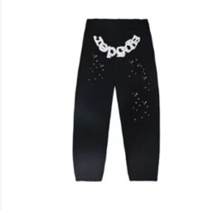 Sp5der Black Joggers with White Graphic